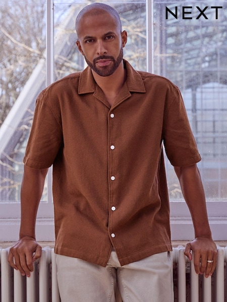 Maro - Textured Short Sleeve Cuban Collar Shirt (641597) | 119 LEI
