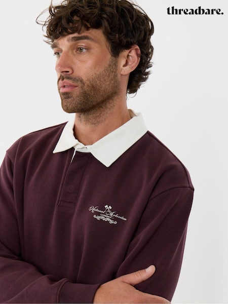 Roșu - Regular Threadbare Relaxed Fit Cotton Canberra Rugby Polo Shirt