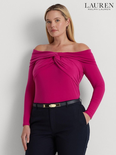Lauren Ralph Lauren Curve Magenta Pink Jersey Off Shoulder Top (641949) | €51