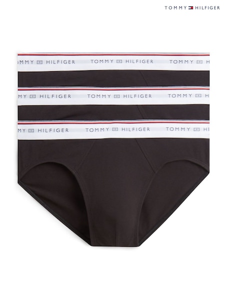 שחור - Regular Tommy Hilfiger Global Stripe Logo Waistband Briefs 3 Pack