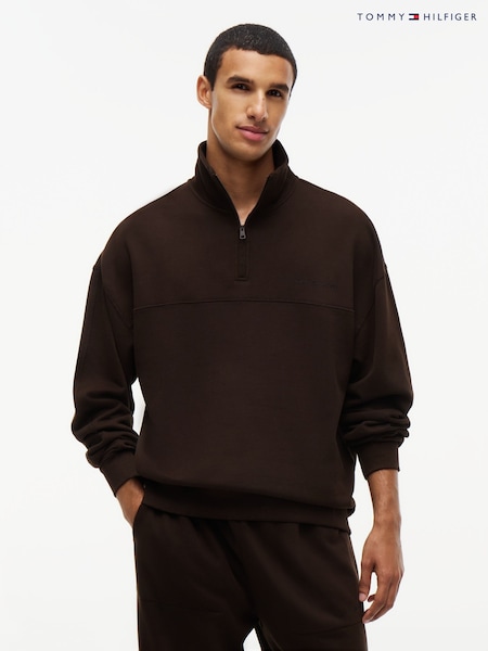 Қоңыр - Regular Tommy Hilfiger Original Terry Quarter-zip Lounge Jumper