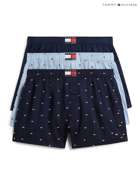 Azul - Regular Tommy Hilfiger Heritage Print Woven Boxer Shorts 3 Pack
