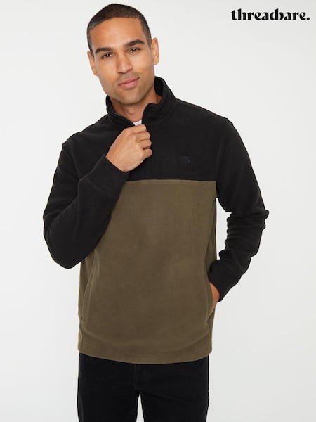 Threadbare Black / Khaki Two Tone Quarter Zip Fleece Jumper (642245) | €29