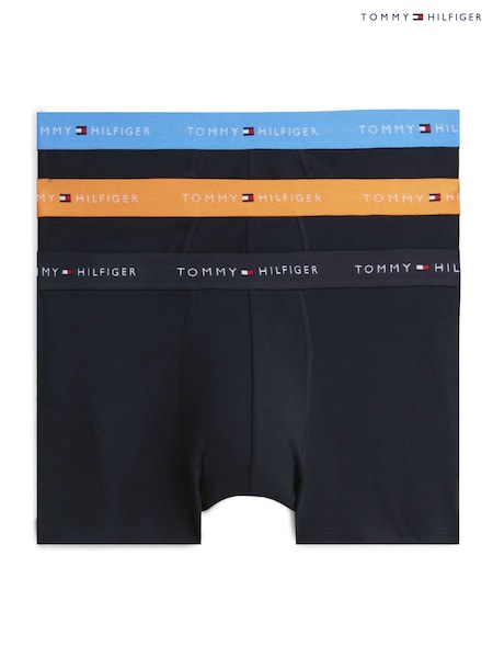 Portocaliu - Regular Tommy Hilfiger Signature Logo Contrast Waistband Trunks 3 Pack