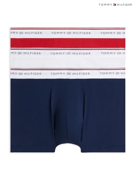 Rot - Regular Tommy Hilfiger Global Stripe Logo Waistband Trunks 3 Pack