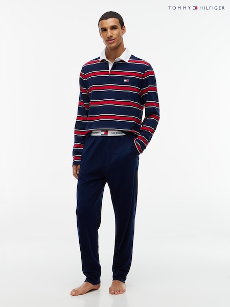 Azul - Regular Tommy Hilfiger Heritage Rugby Shirt Pyjamas Set