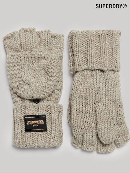 Superdry Brown 100% Cotton Cable Knit Gloves (642345) | €24