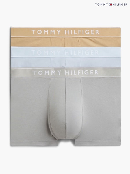 Blau - Regular Tommy Hilfiger Essential Logo Waistband Trunks 3 Pack