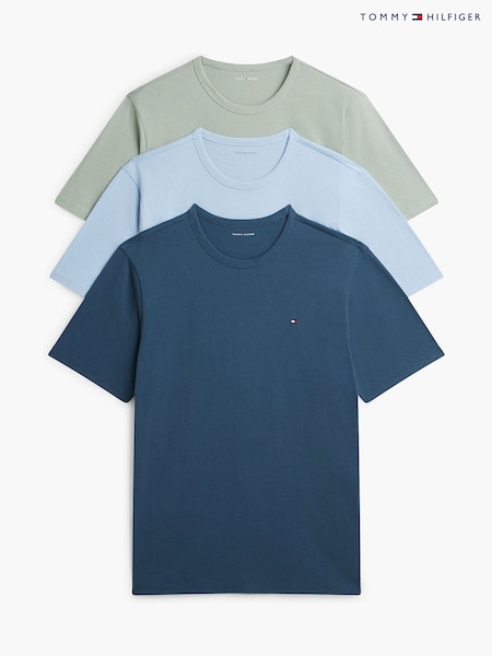Blue - Regular Tommy Hilfiger Signature Jersey Lounge T-shirts 3 Pack