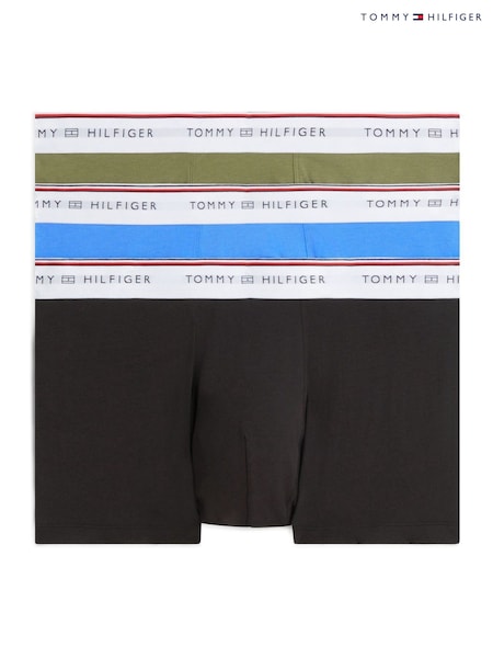 Negro - Regular Tommy Hilfiger Global Stripe Logo Waistband Trunks 3 Pack
