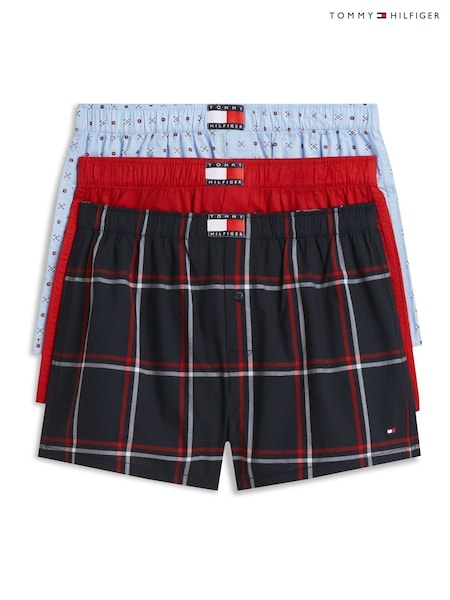 Rojo - Regular Tommy Hilfiger Heritage Print Woven Boxer Shorts 3 Pack