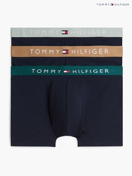 Blue - Regular Tommy Hilfiger Th Original Contrast Waistband Boxer Briefs 3-pack