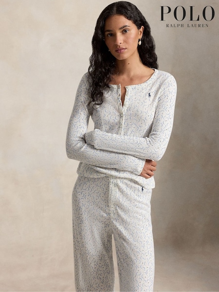 Cream - Polo Ralph Lauren Pointelle Henley Pyjamas Set