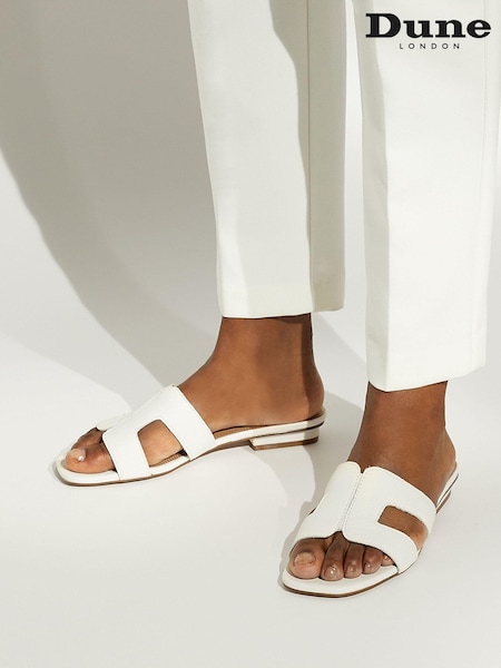 Dune London White Wide Fit Loupe Smart Slider Sandals (642607) | €152