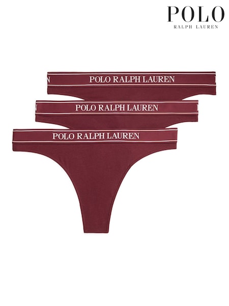 أحمر - Polo Ralph Lauren Essentials Thongs 3 Pack