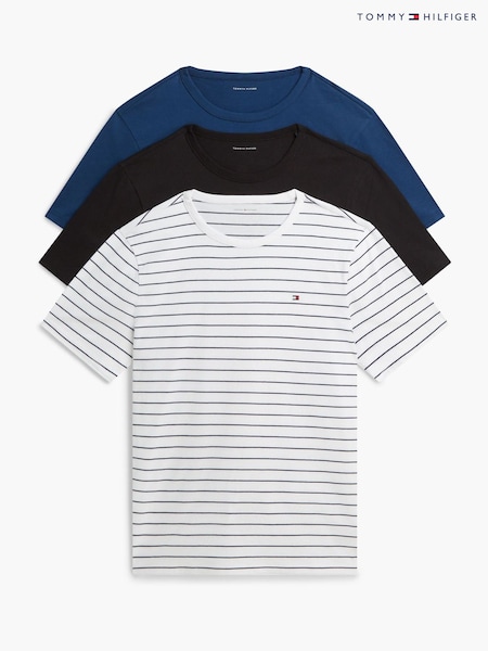 Blue/Black/White - Regular Tommy Hilfiger Cotton T-shirts 3 Pack