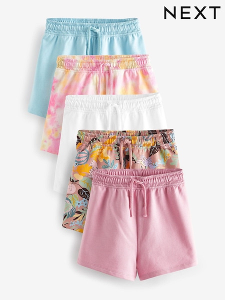 Multi White/Blue/Pink/Tie Dye/Tropical 5 Pack 100% Cotton Shorts (3-16yrs) (642736) | € 11 - € 17