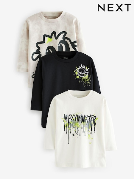 Einfarbige Monster - 100% Cotton Long Sleeve T-Shirts 3 Pack (3mths-7yrs) (642755) | 13 € - 15 €