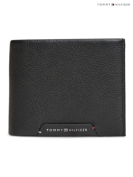 블랙 - Regular Tommy Hilfiger Corporate Leather Bifold Card And Coin Wallet