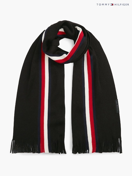 Black - Regular Tommy Hilfiger Global Stripe Wool Blend Scarf