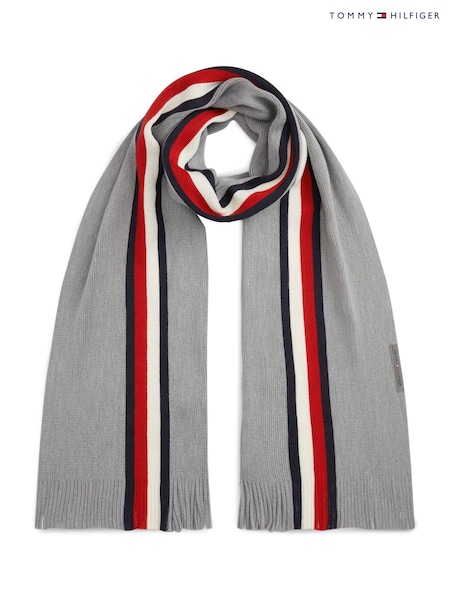 Grey - Regular Tommy Hilfiger Global Stripe Wool Blend Scarf