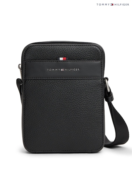 Svart - Regular Tommy Hilfiger Metal Logo Textured Cross-body Reporter Bag