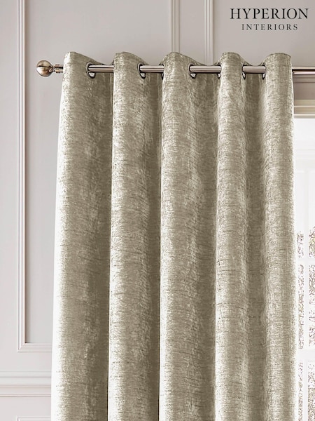 Hyperion Cream Selene Luxury Chenille Weighted Thermal Lined Eyelet Curtains (642910) | $118 - $263