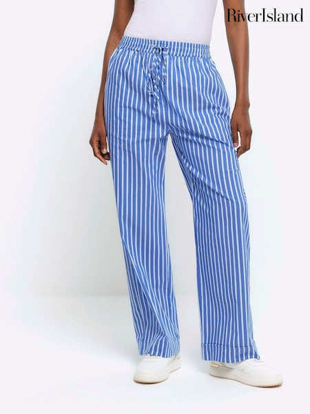 River Island Blue Stripe Poplin Pull On Trousers (642919) | €21.50