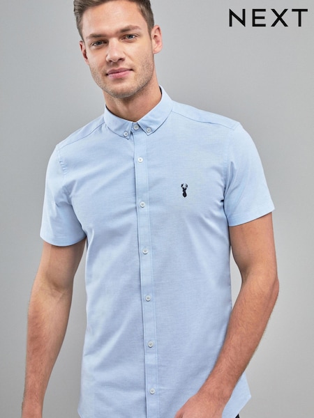 Light Blue Skinny Short Sleeve Stretch Oxford Shirt (642926) | € 17