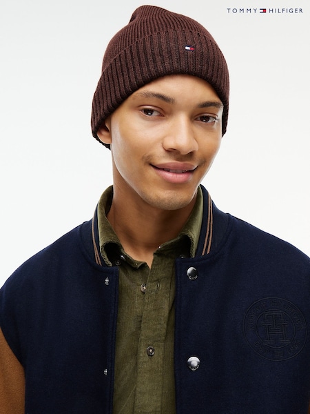 Rojo - Regular Tommy Hilfiger Flag Embroidery Beanie With Cashmere