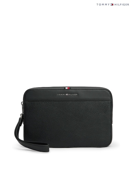 Black - Regular Tommy Hilfiger Metal Logo Textured Pouch