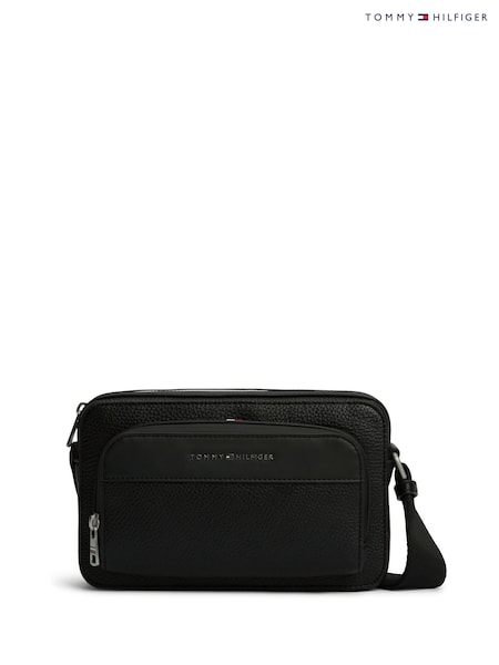 Black - Regular Tommy Hilfiger Metal Logo Textured Cross-body Reporter Bag