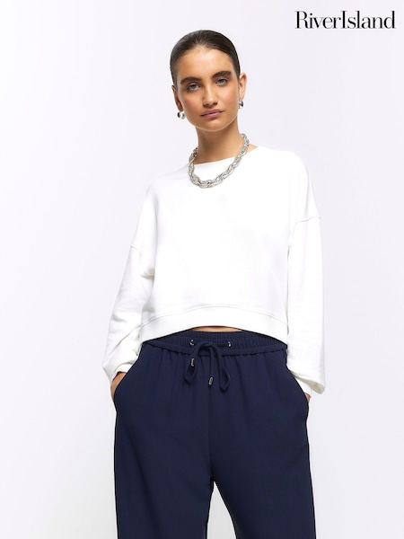 River Island White Cropped Plain Sweatshirt (643175) | €29