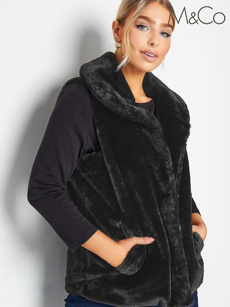 M&Co Black Plush Faux Fur Gilet (643253) | €31