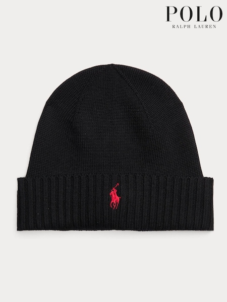 Black - Regular Polo Ralph Lauren Merino Wool Beanie