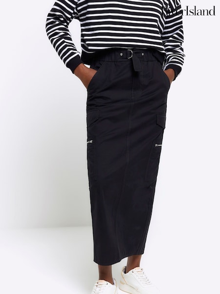 River Island Black Pocketed Denim Pencil Skirt (643460) | €12