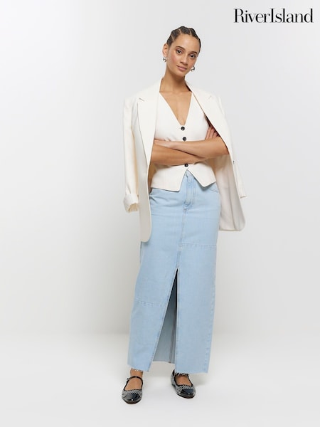 River Island Blue Split Hem Denim Maxi Skirt (643771) | €14
