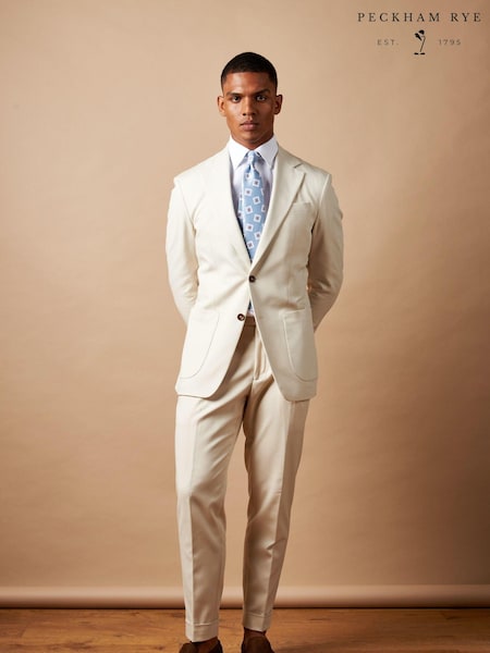 Alb - Peckham Rye Croială clasică Contemporary Notched Lapel Jachetă (643988) | 731 LEI