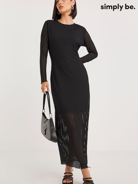 Simply Be Black Textured Jersey Midi Dress (644242) | €21.50