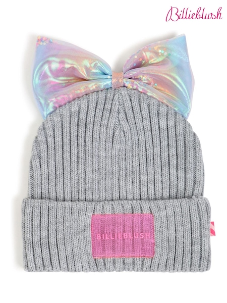 Grey - Billieblush Beanie With Iridescent Bow With Confettis