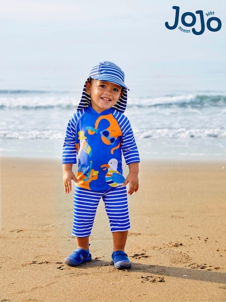 JoJo Maman Bébé Blue Stripe UPF 50 2-Piece Sun Protection Suit (644475) | €40