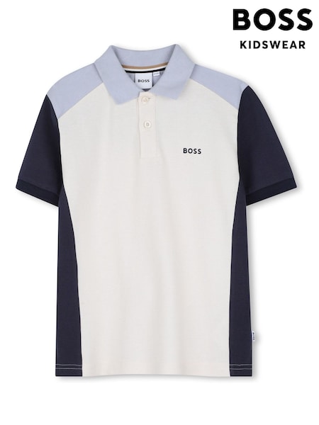 Кремовий - Boss Short-sleeved Polo Shirt With Colourful Cut-outs
