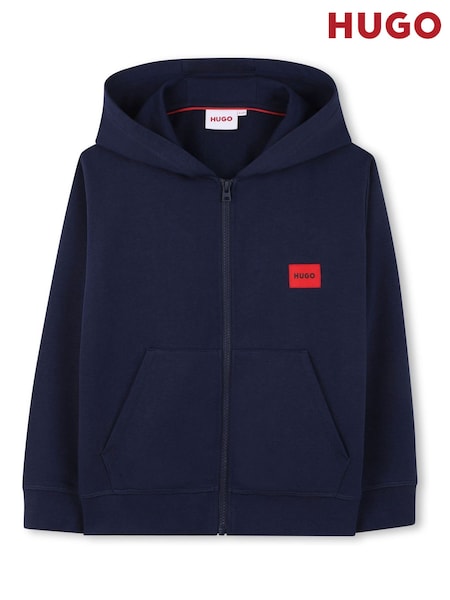 Blue - Hugo Zip Through Hoodie