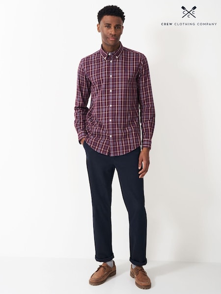 Crew Clothing Red Richmond Brushed 100% Cotton Checked Shirt (644839) | AED189