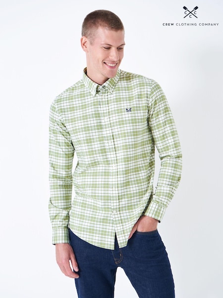 Crew Clothing Green Georgie 100% Cotton Oxford Check Shirt (644854) | AED172
