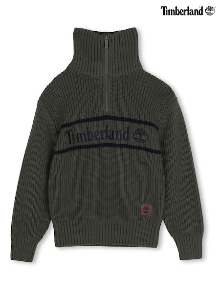 Žalia - Timberland Knitted Zip Roll-neck Sweater