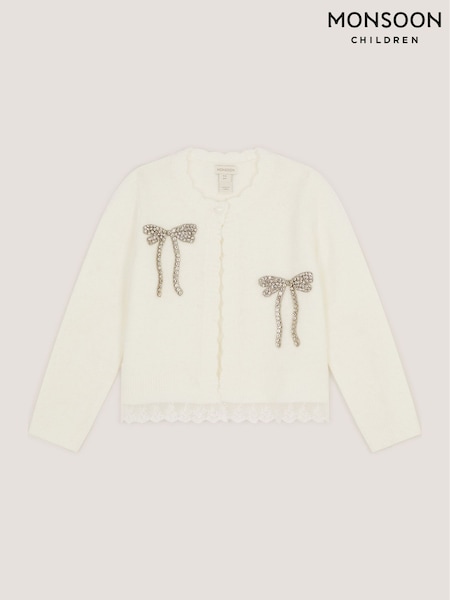 Cream - Monsoon Embellished Bow Cardigan