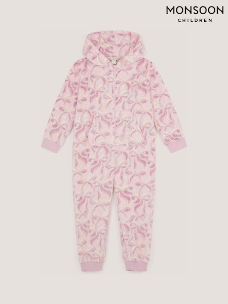 粉色 - Monsoon Bow Print Onesie Fleece