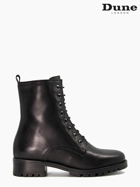 Black - Dune London Prestone Cleated Sole Lace-Up Hiker Boots (645249) | 501 LEI