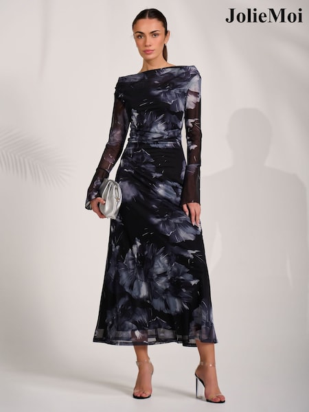 Μαύρο - Jolie Moi Slash Neck Maxi Dress